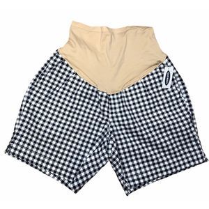 Maternity Full-Panel Shorts Gingham Sz 6